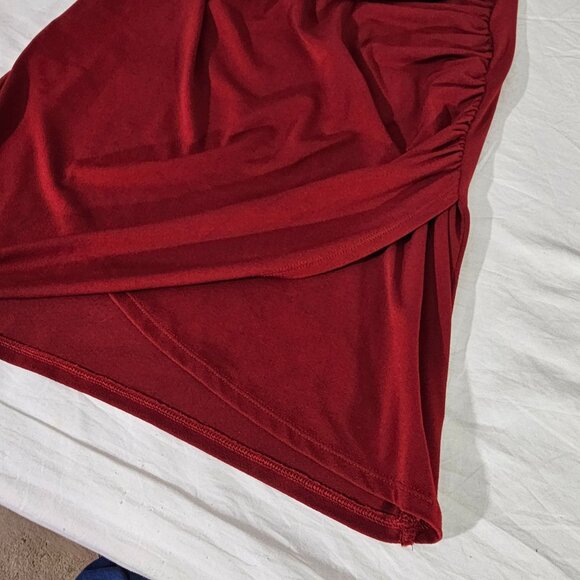 Banana Republic Dark Red Sleeveless Ruched Midi Dress XS Polyester/Spandex - Picture 4 of 7